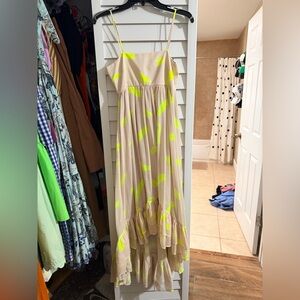 Vibrant Neon Yellow Patterned Dress
